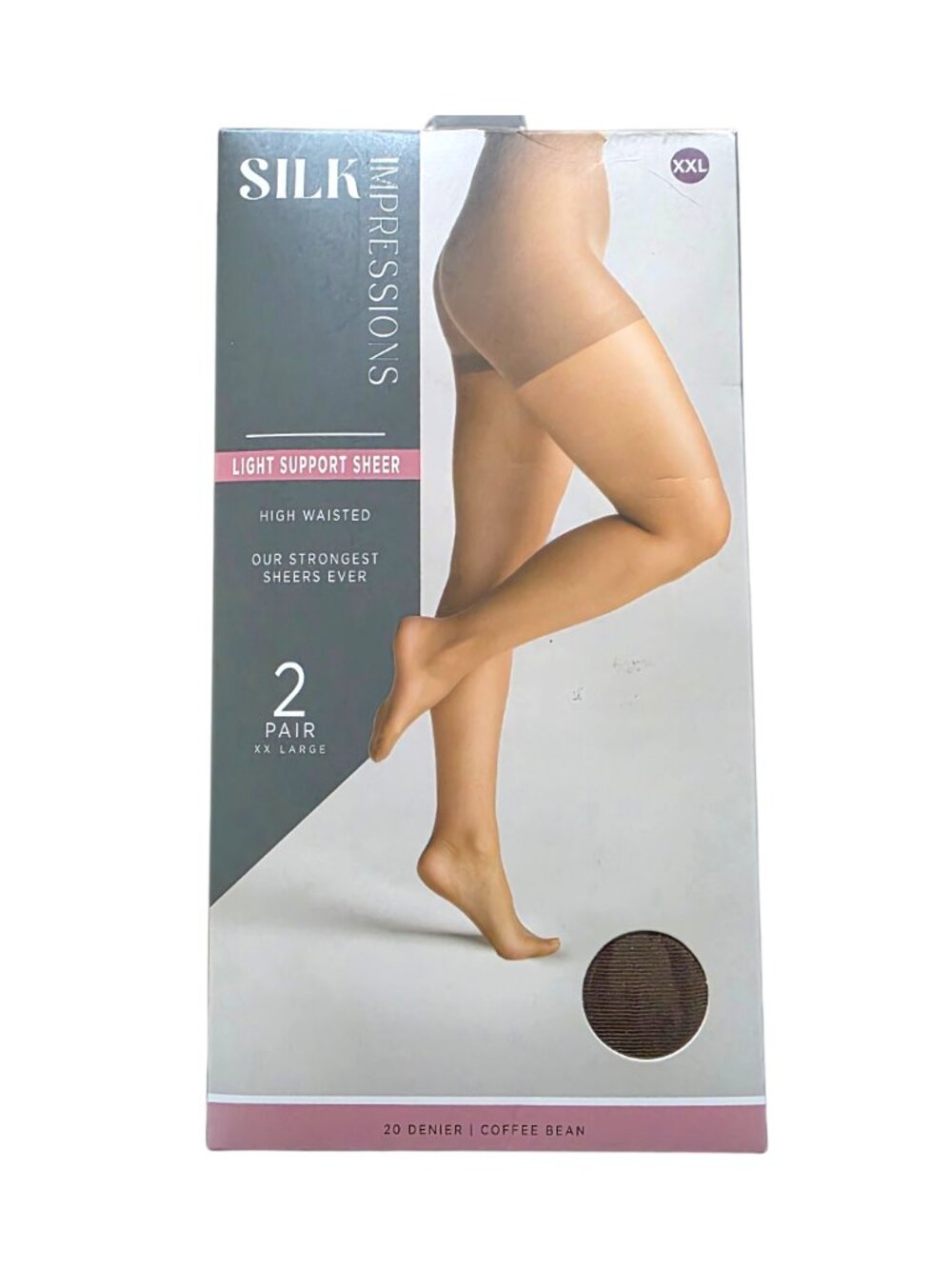 Silk Impressions Women's Pantyhose Light Support Sheer 20 Denier 2XL Coffee Bean